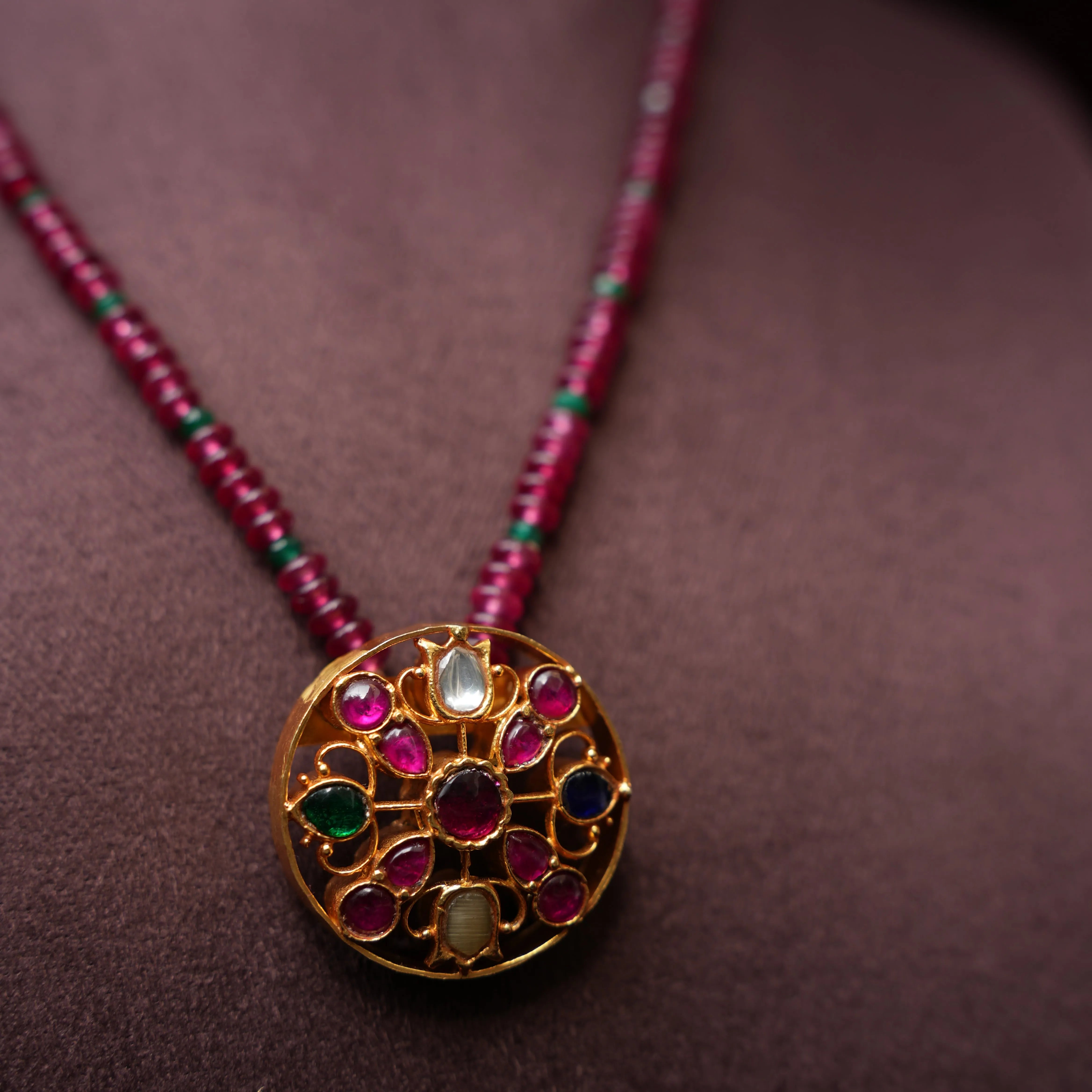 Kritida Silver Necklace - Red - Rimli Boutique