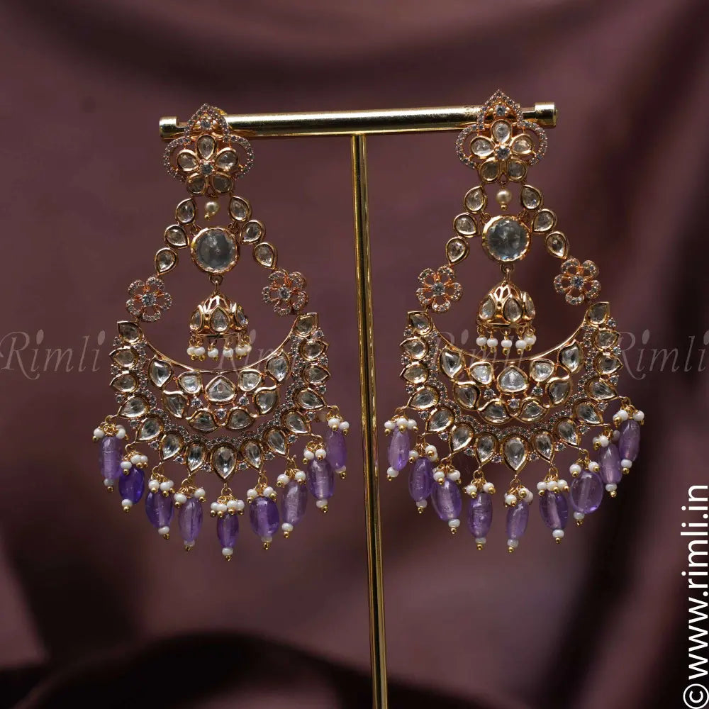 Aashitha Lilac Chandbali Earrings - Rimli Boutique