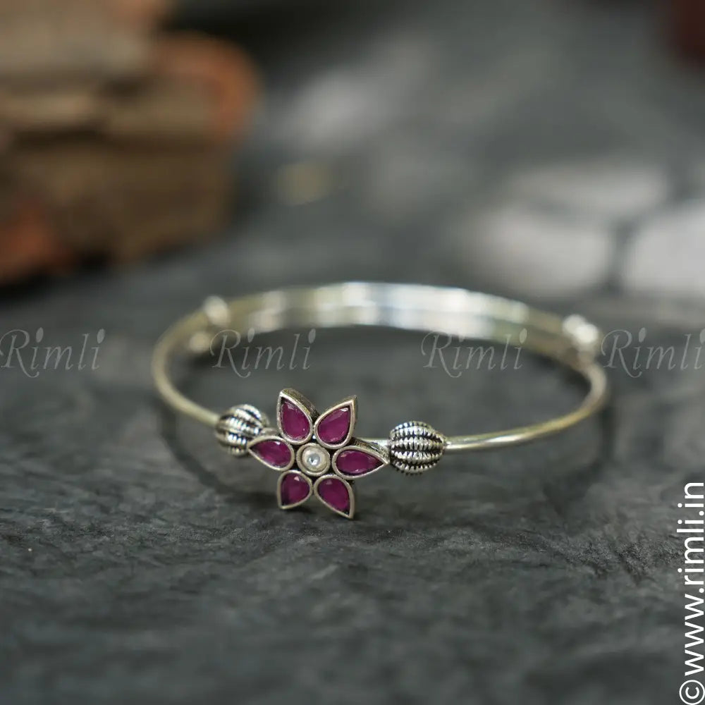 Divija Silver Bangle - Green - Rimli Boutique