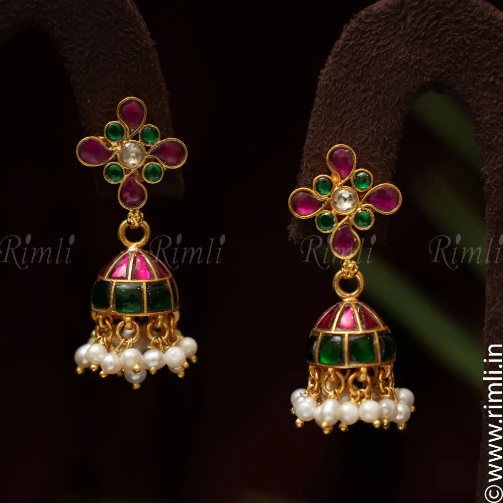 Medha Silver Jhumka - Multicolor - Rimli Boutique