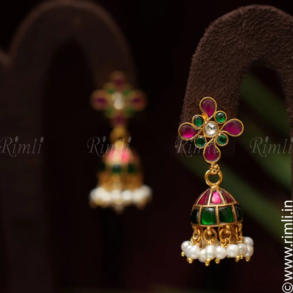 Medha Silver Jhumka - Multicolor - Rimli Boutique