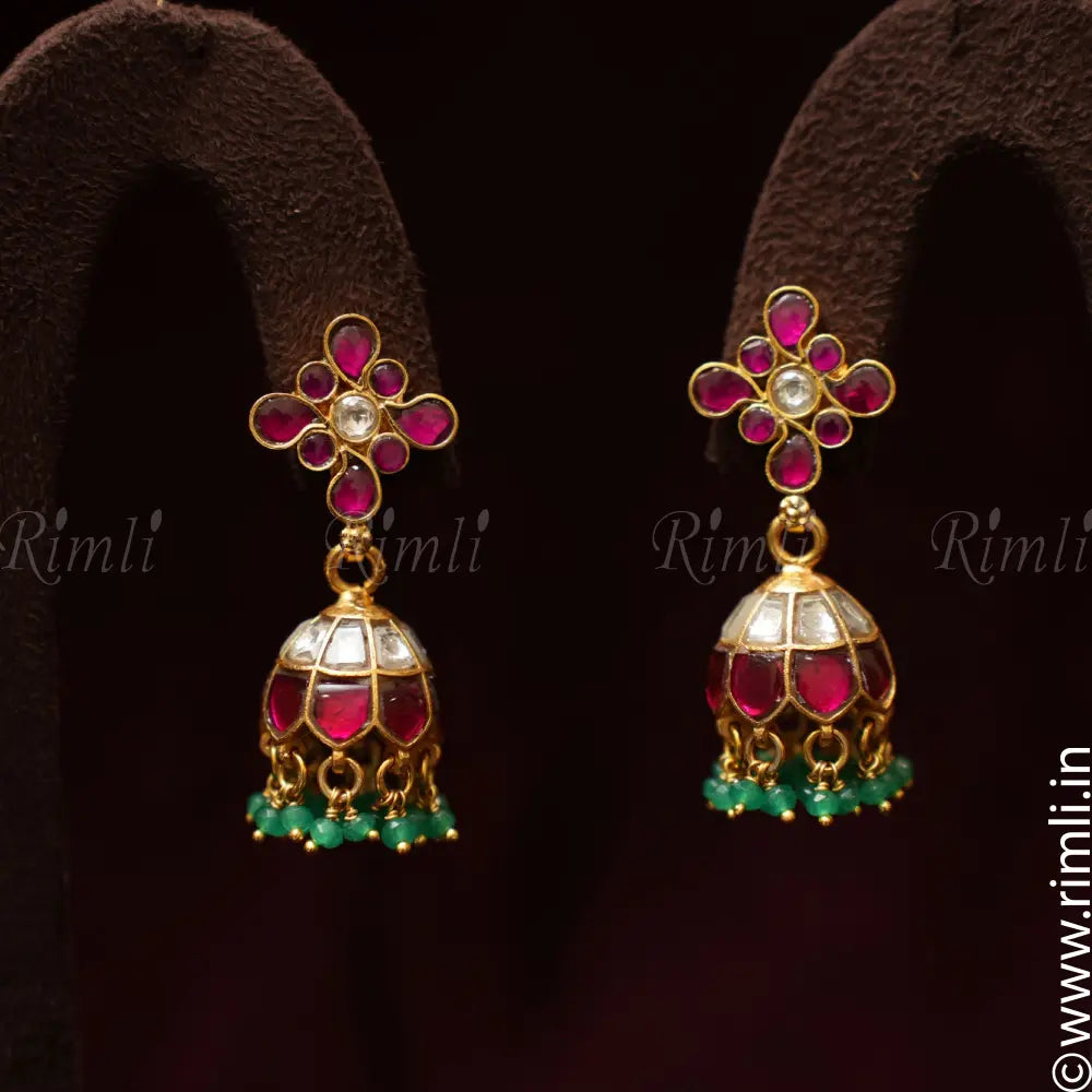 Medha Silver Earrings - Pink - Rimli Boutique