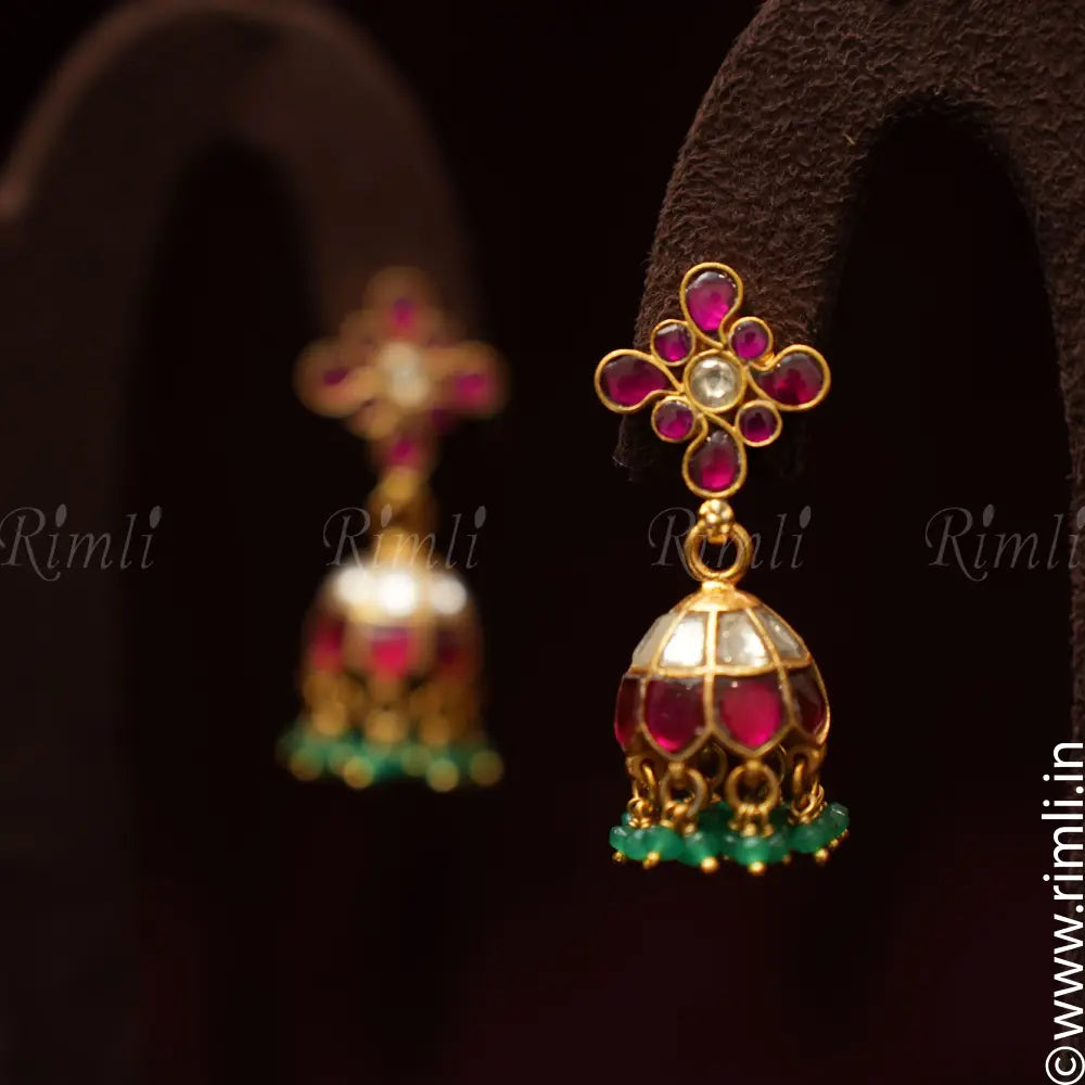 Medha Silver Earrings - Pink - Rimli Boutique