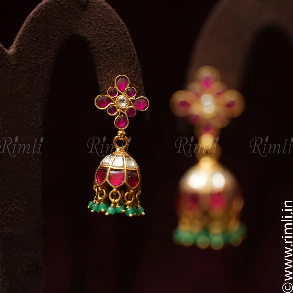 Medha Silver Earrings - Pink - Rimli Boutique