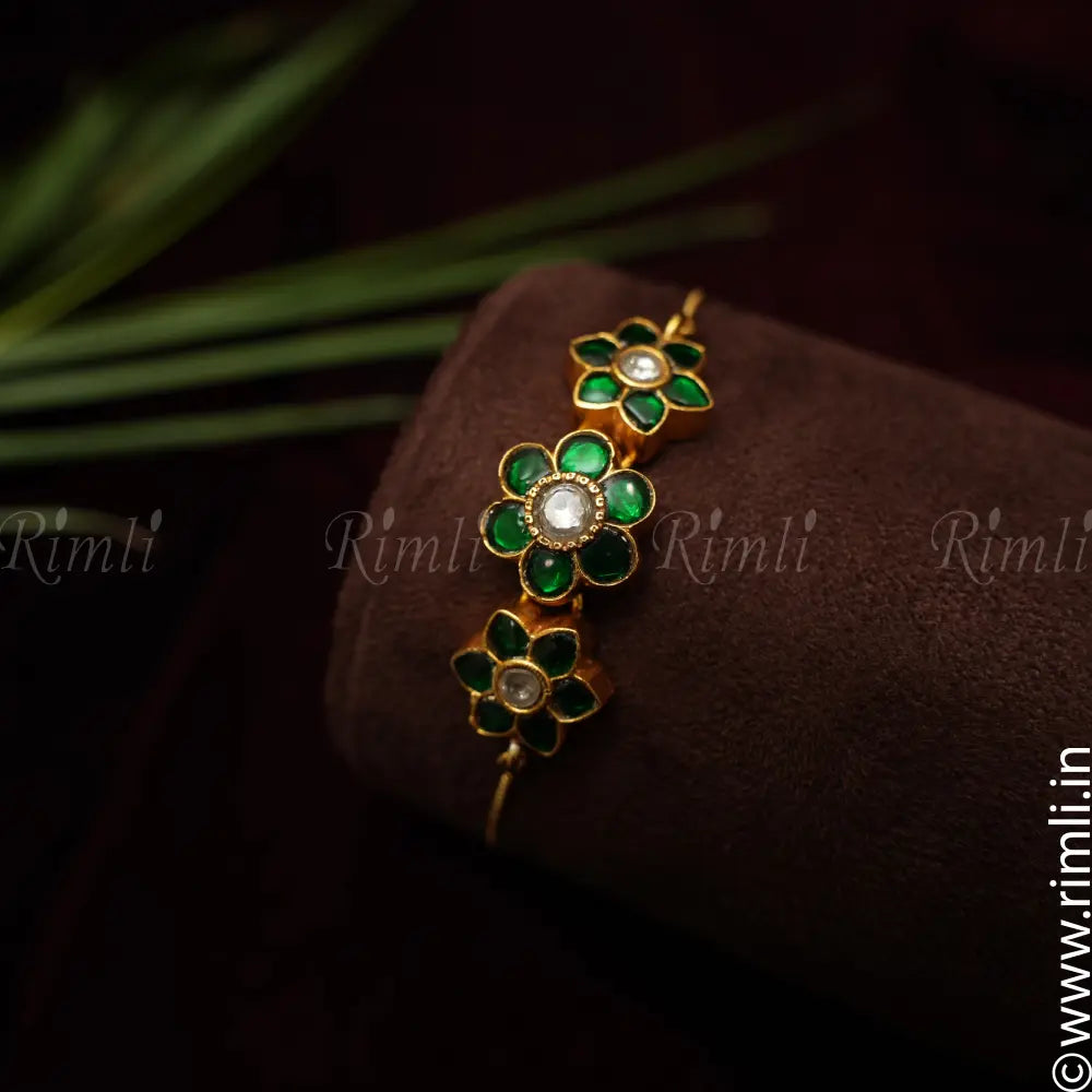 Mina Silver Bracelet - Green - Rimli Boutique