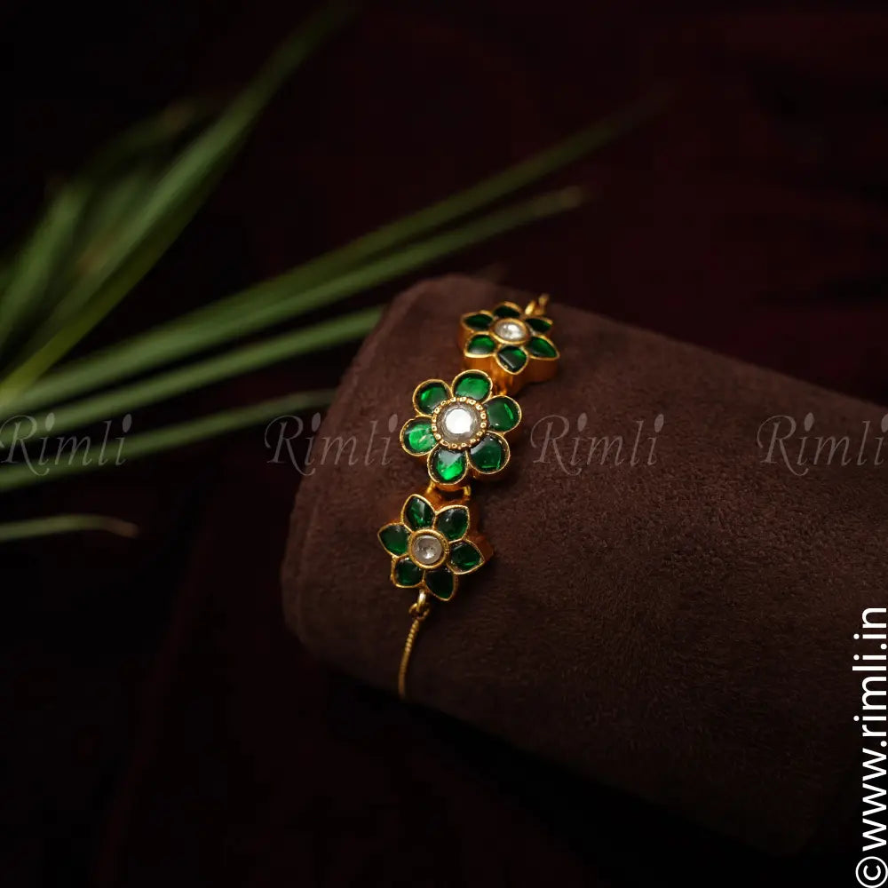 Mina Silver Bracelet - Green - Rimli Boutique