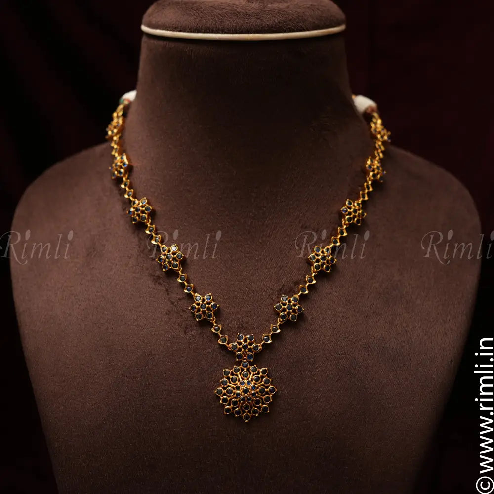 Nakashtra Silver Necklace - Blue - Rimli Boutique