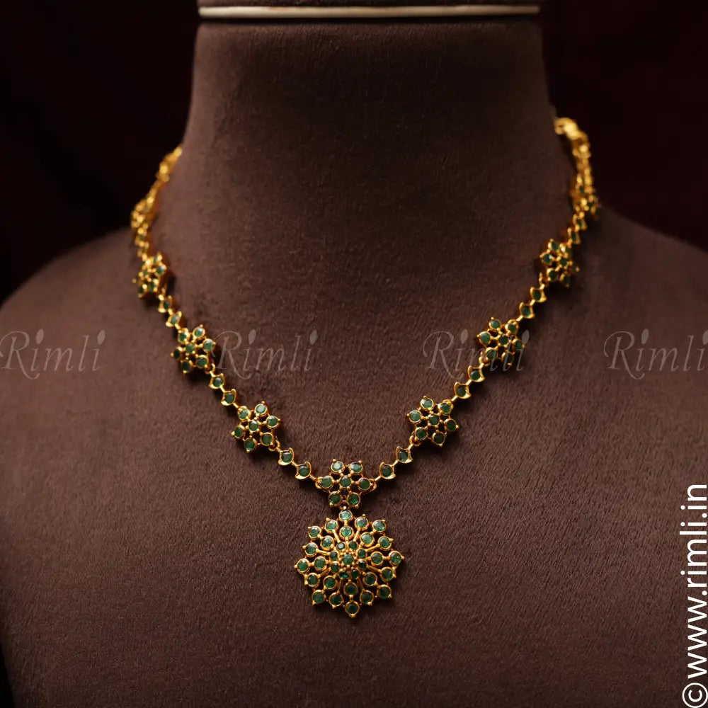 Nakashtra Silver Necklace - Green - Rimli Boutique