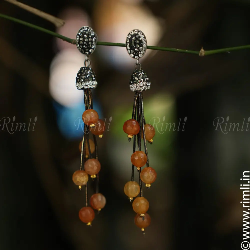 Abhaya Designer Earrings - Orange - Rimli Boutique