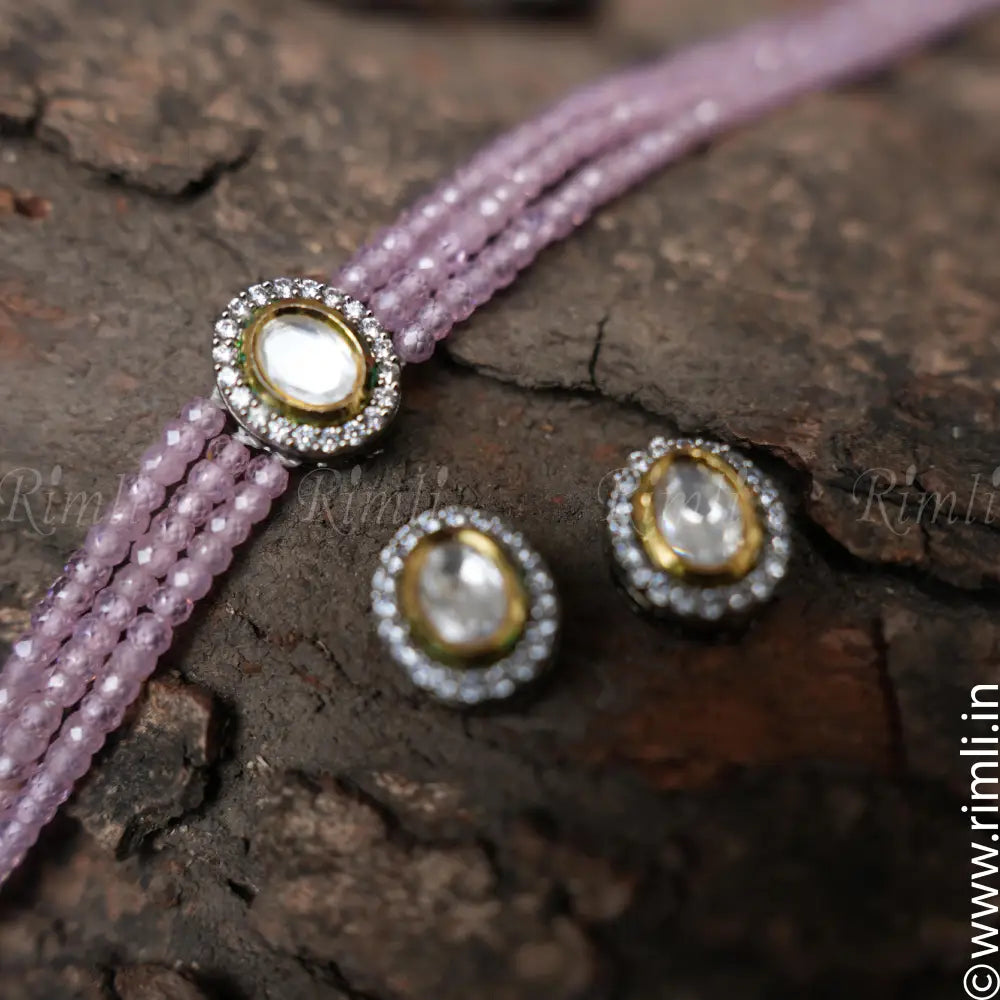 Jyotsana Victorian Kundan Choker - Pastel Pink - Rimli Boutique