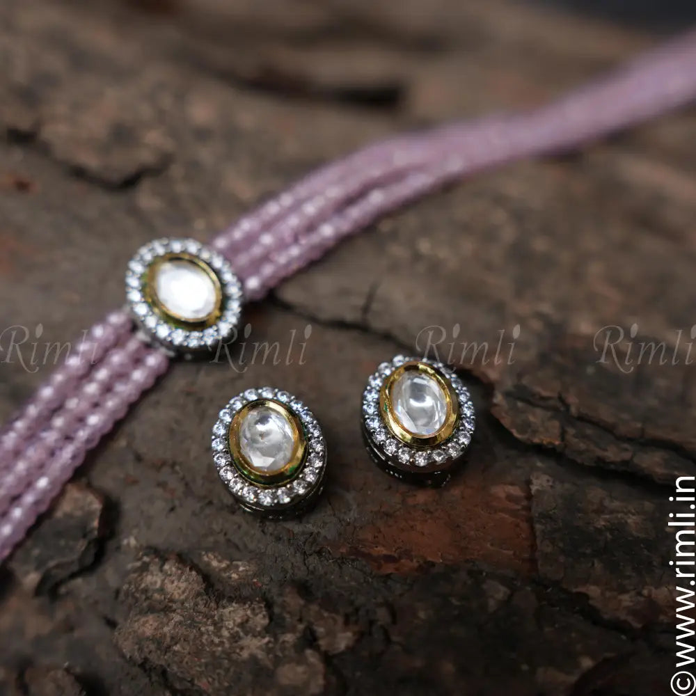 Jyotsana Victorian Kundan Choker - Pastel Pink - Rimli Boutique