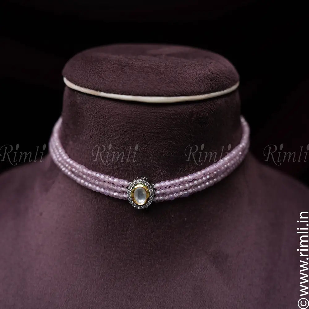 Jyotsana Victorian Kundan Choker - Pastel Pink - Rimli Boutique