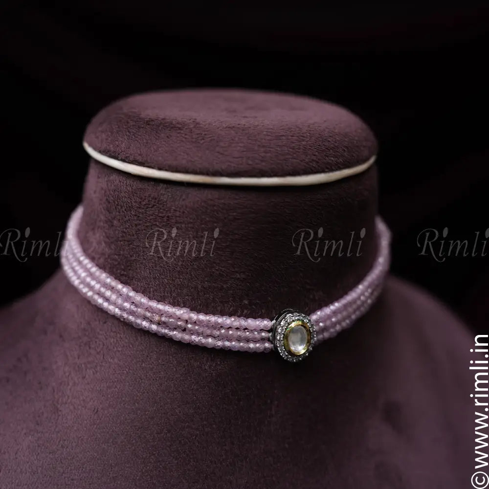 Jyotsana Victorian Kundan Choker - Pastel Pink - Rimli Boutique