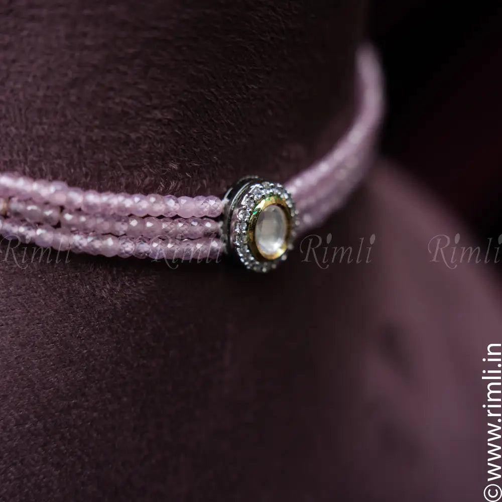 Jyotsana Victorian Kundan Choker - Pastel Pink - Rimli Boutique