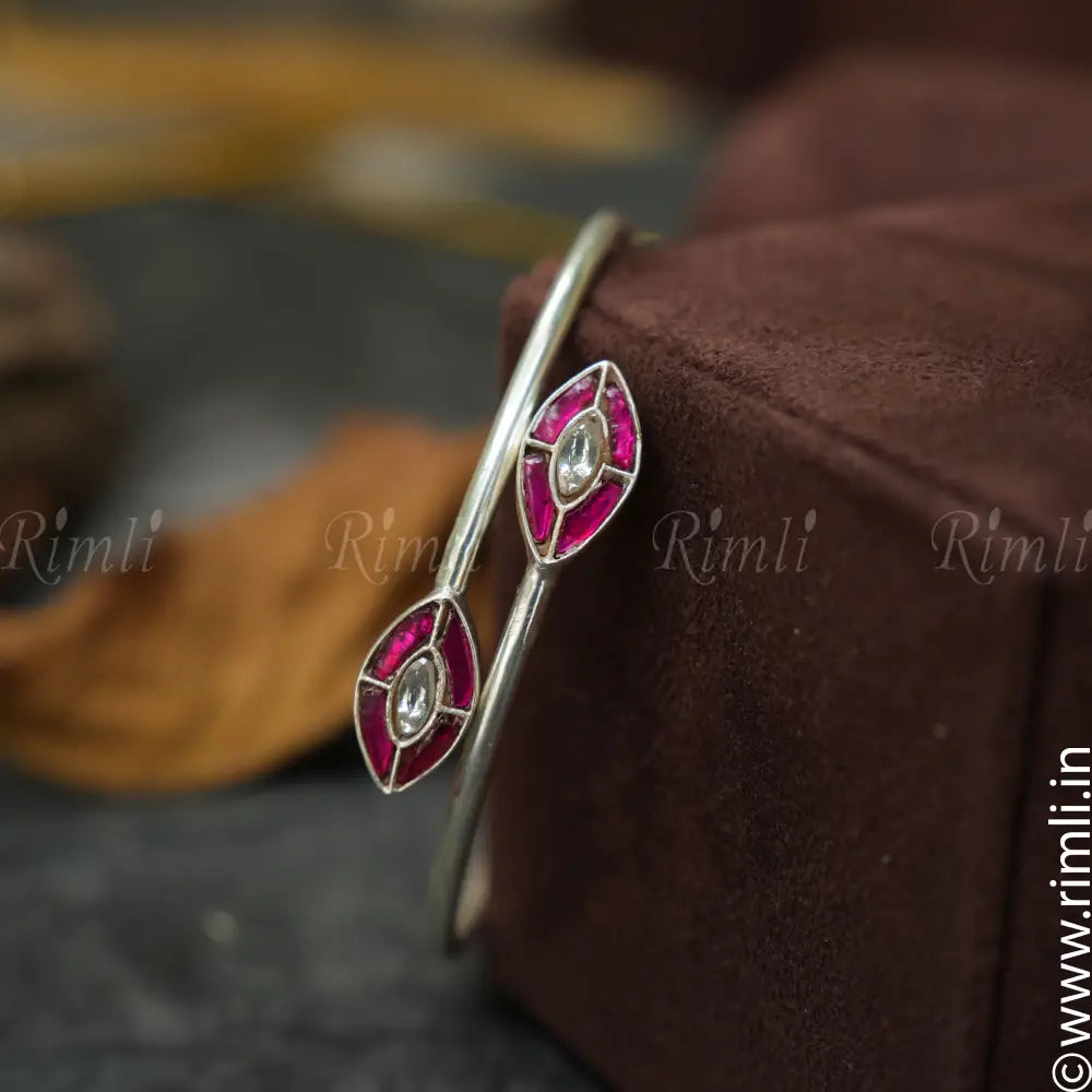Devanshi Silver Bangle - Red - Rimli Boutique