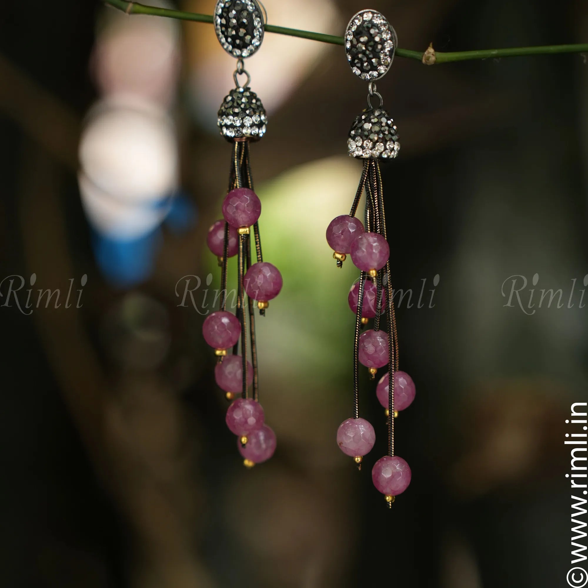 Abhaya Designer Earrings - Magenta - Rimli Boutique