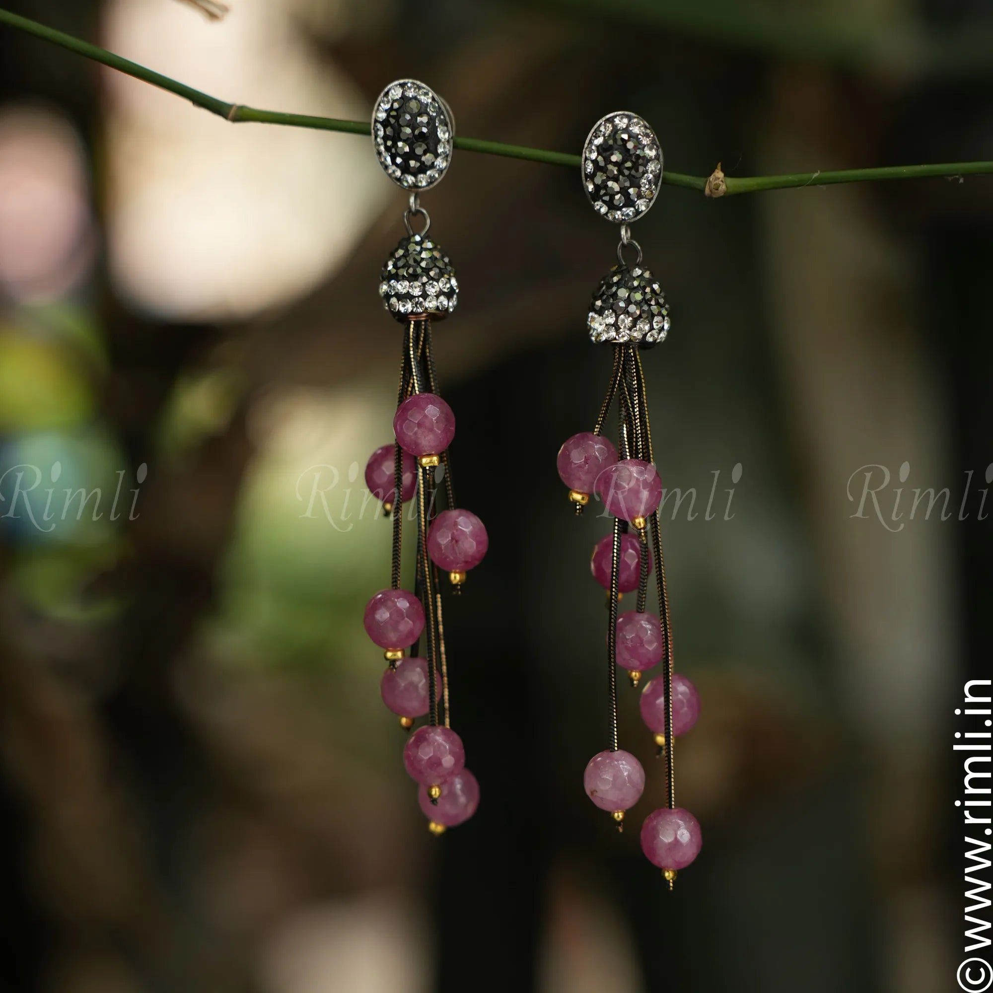 Abhaya Designer Earrings - Magenta - Rimli Boutique