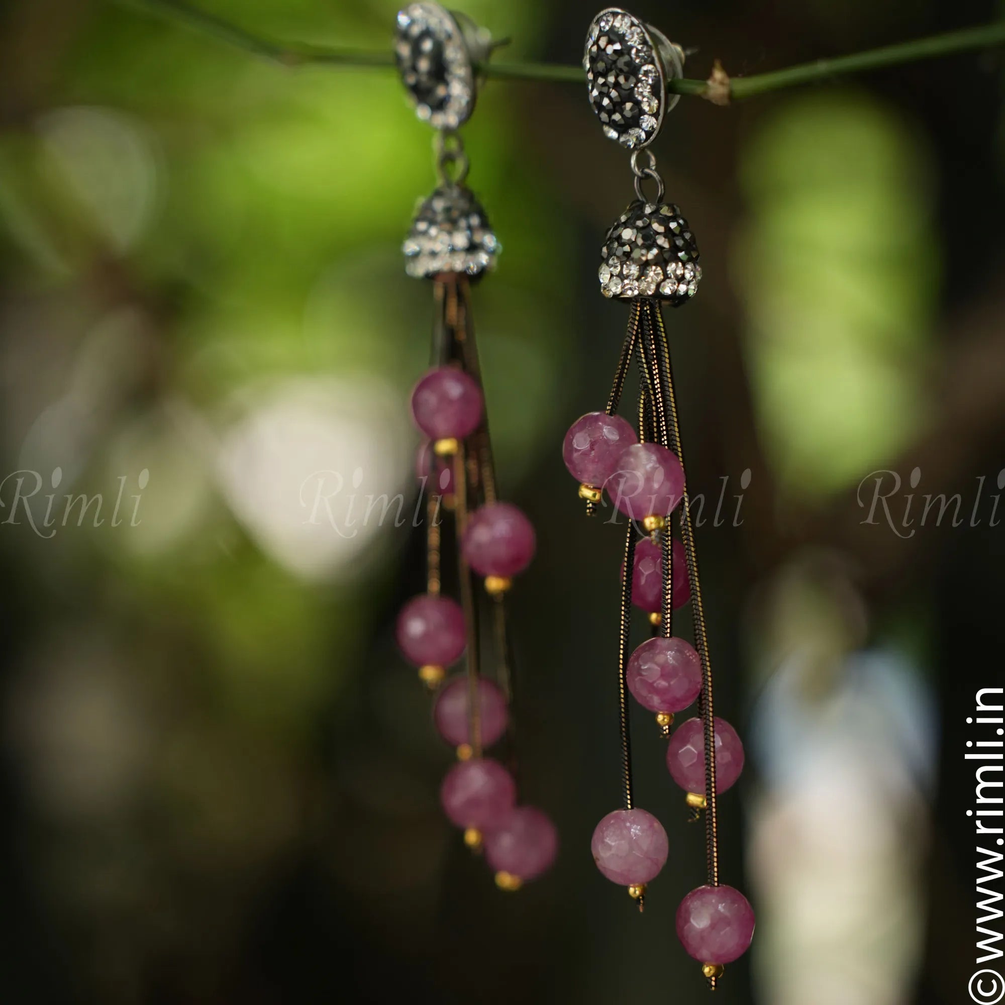 Abhaya Designer Earrings - Magenta - Rimli Boutique