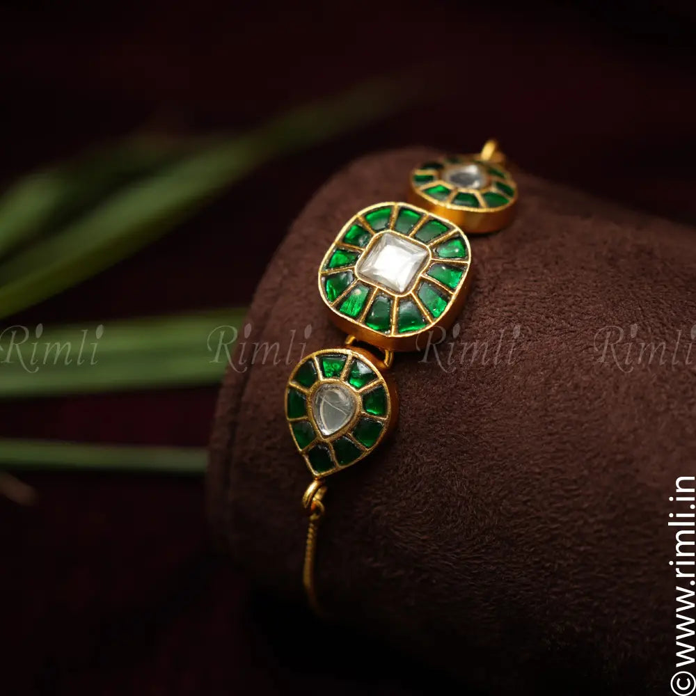 Akshvi Silver Bracelet - Green - Rimli Boutique