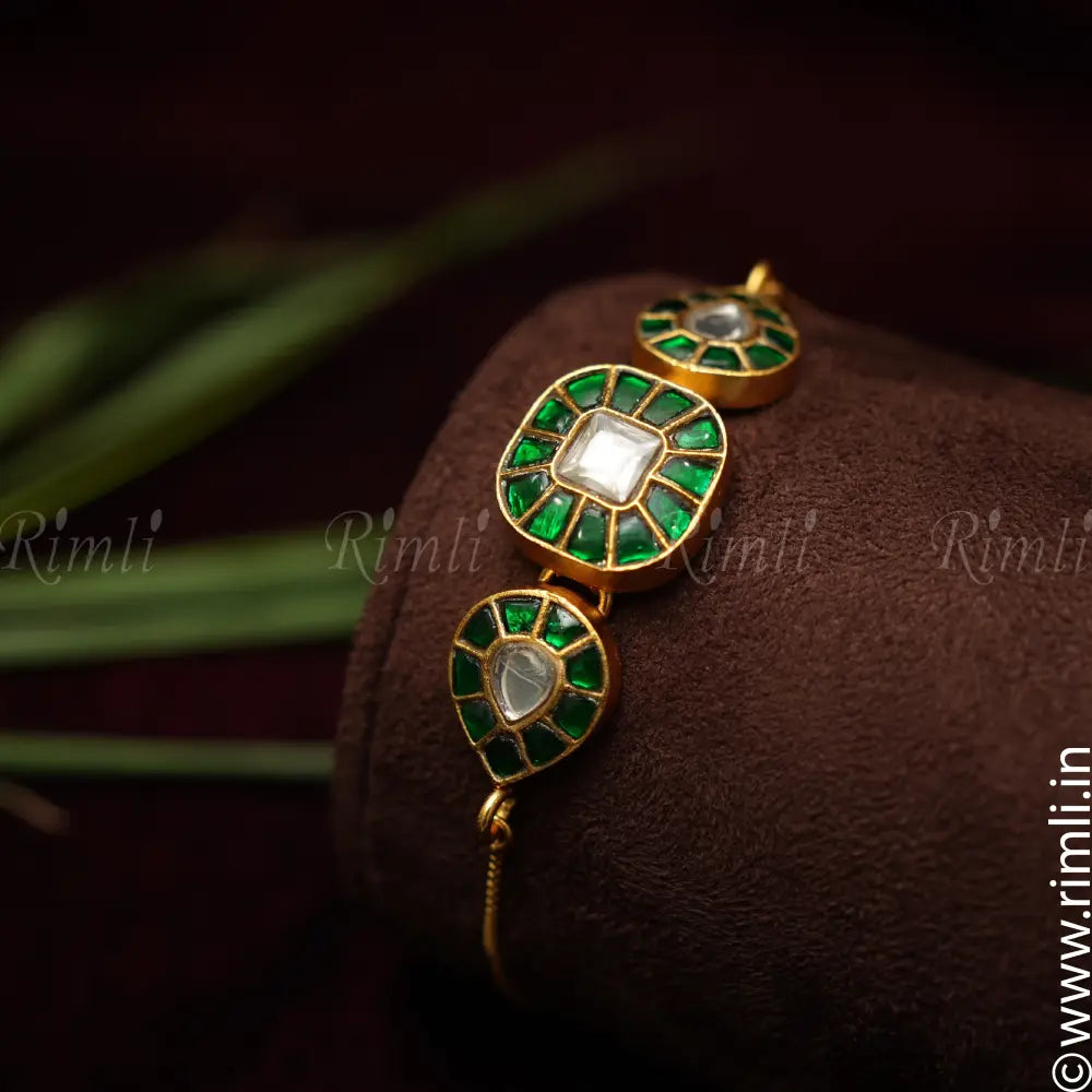 Akshvi Silver Bracelet - Green - Rimli Boutique