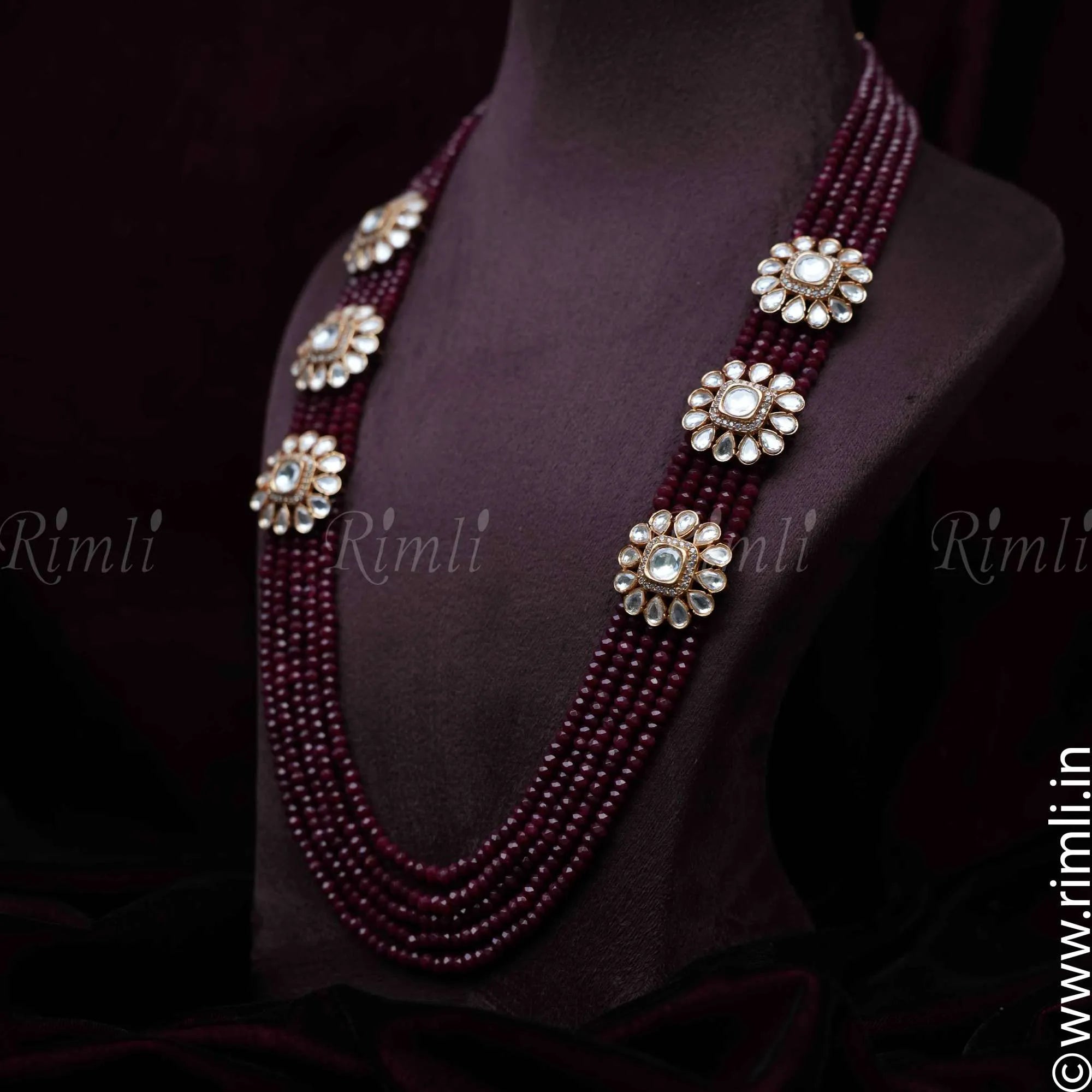 Neesha Kundan Necklace - Red - Rimli Boutique