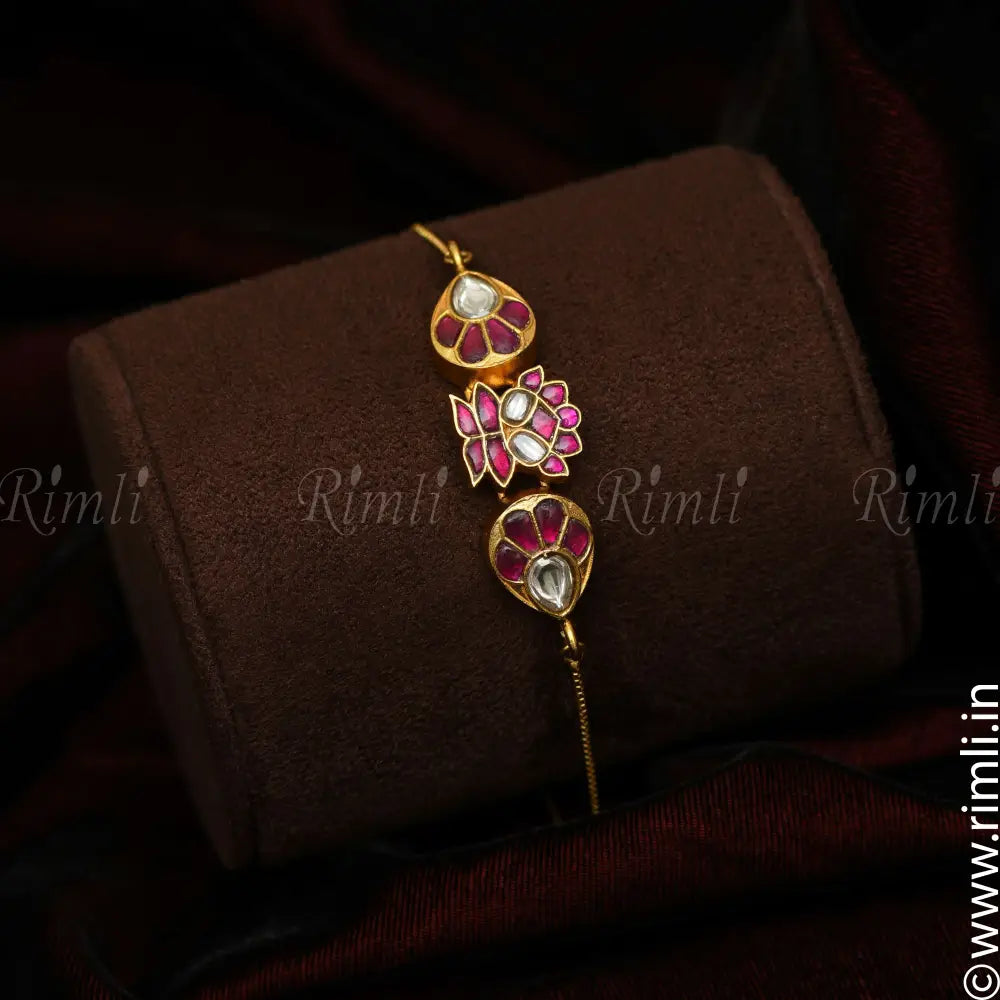 Saesha Silver Bracelet - Reddish Pink - Rimli Boutique