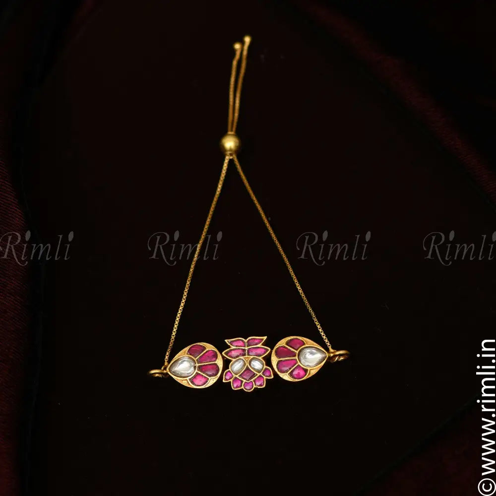 Saesha Silver Bracelet - Reddish Pink - Rimli Boutique