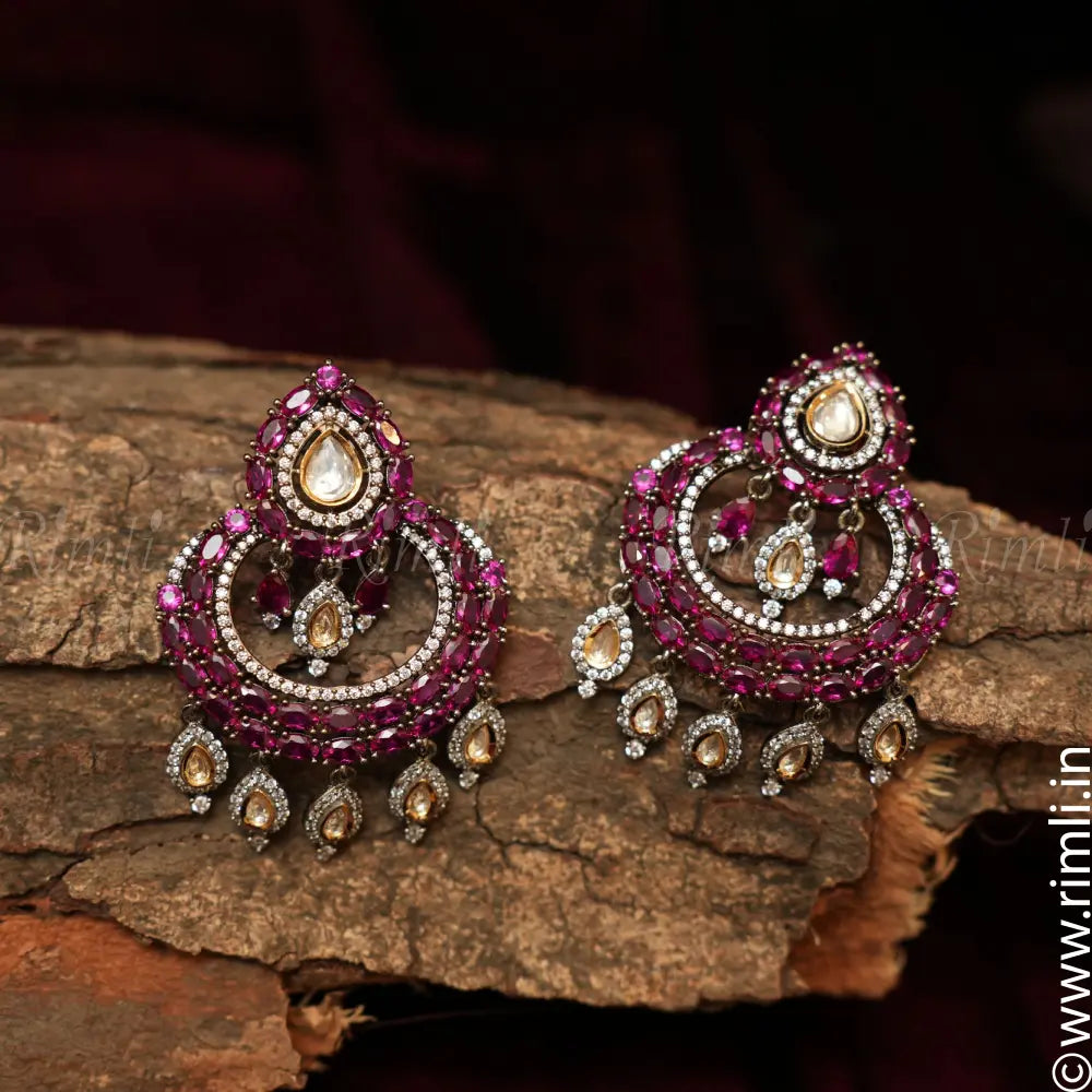 Riyana Zircon Chandbali Earrings - Rimli Boutique
