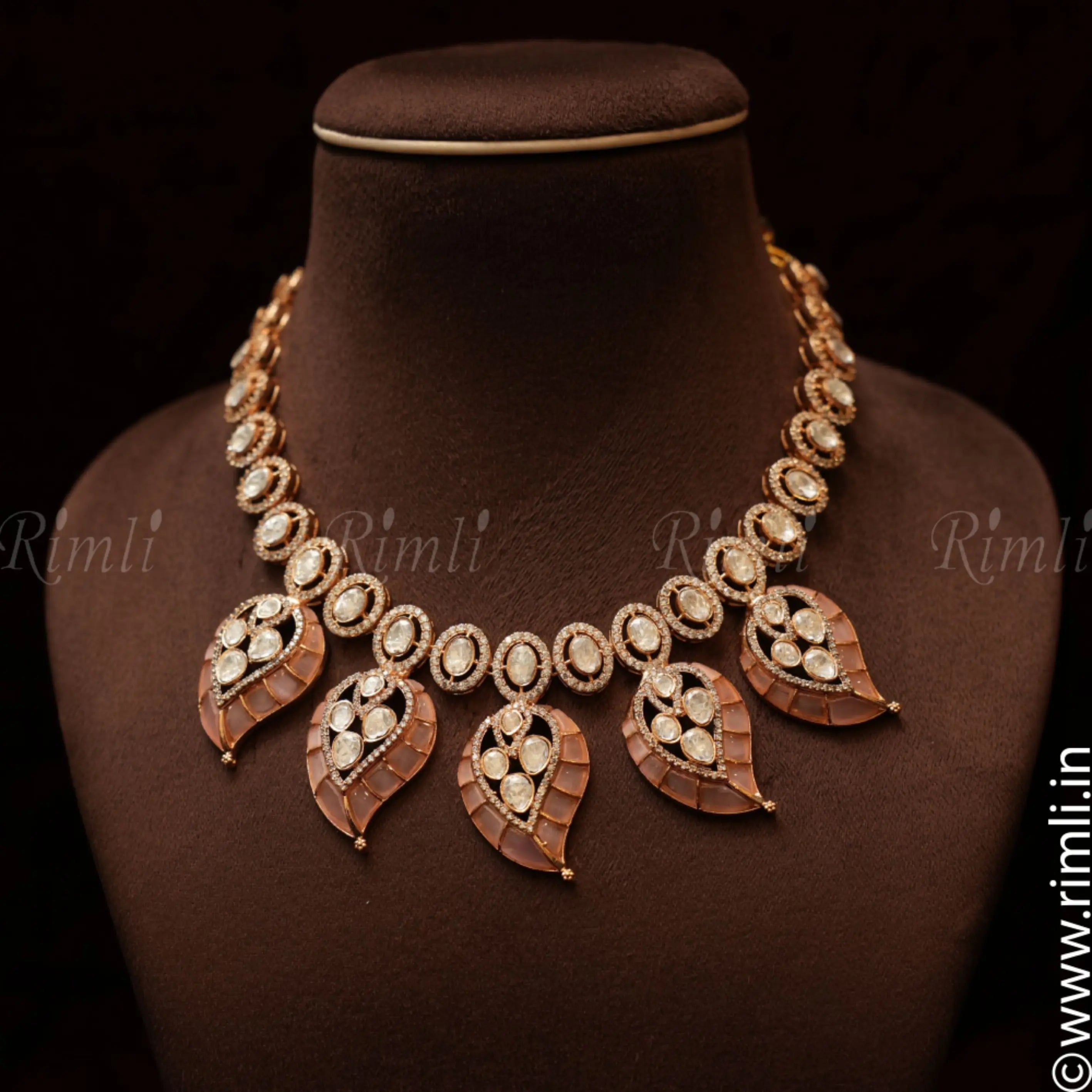 Rohika Mango Polki Necklace - Peach