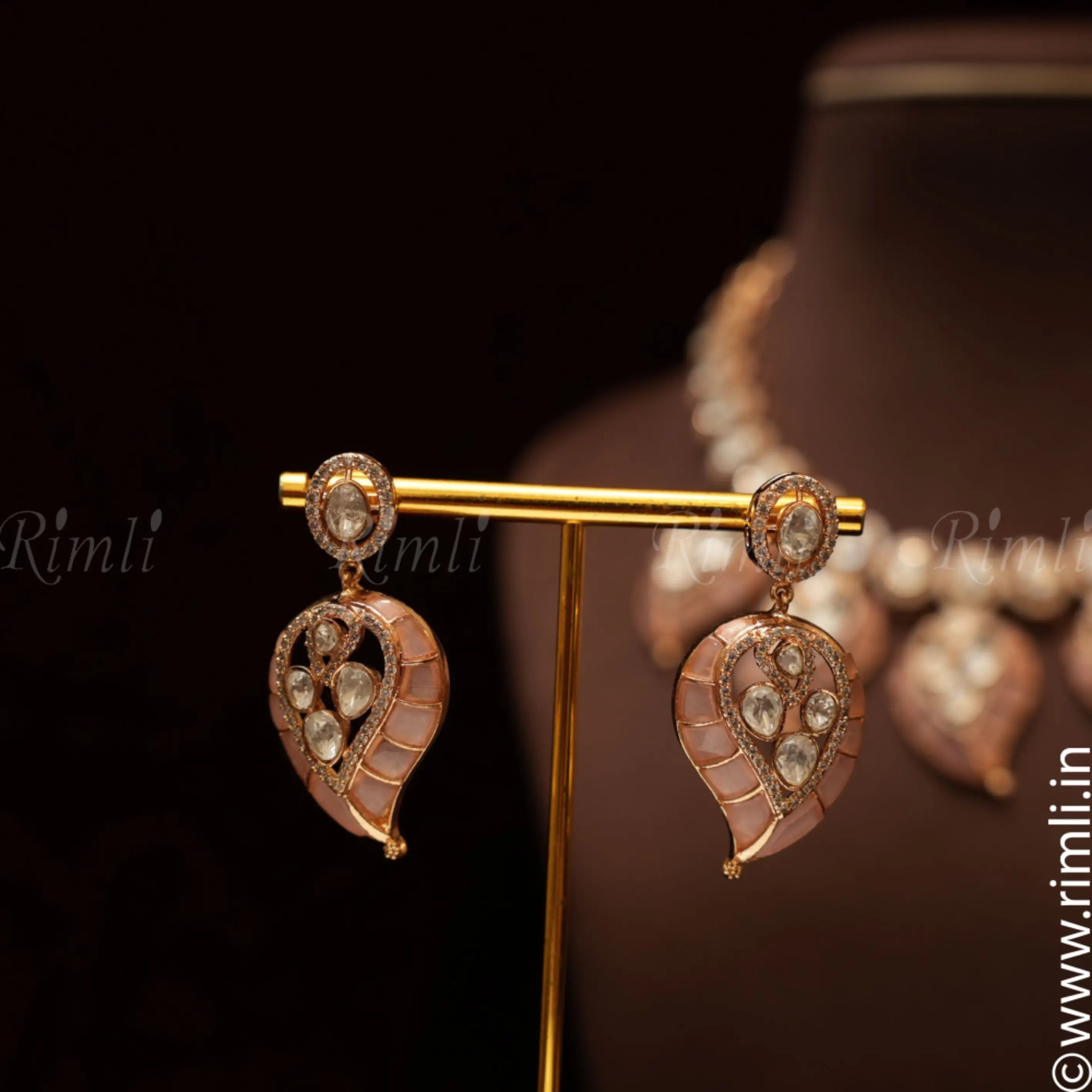 Rohika Mango Polki Necklace - Peach