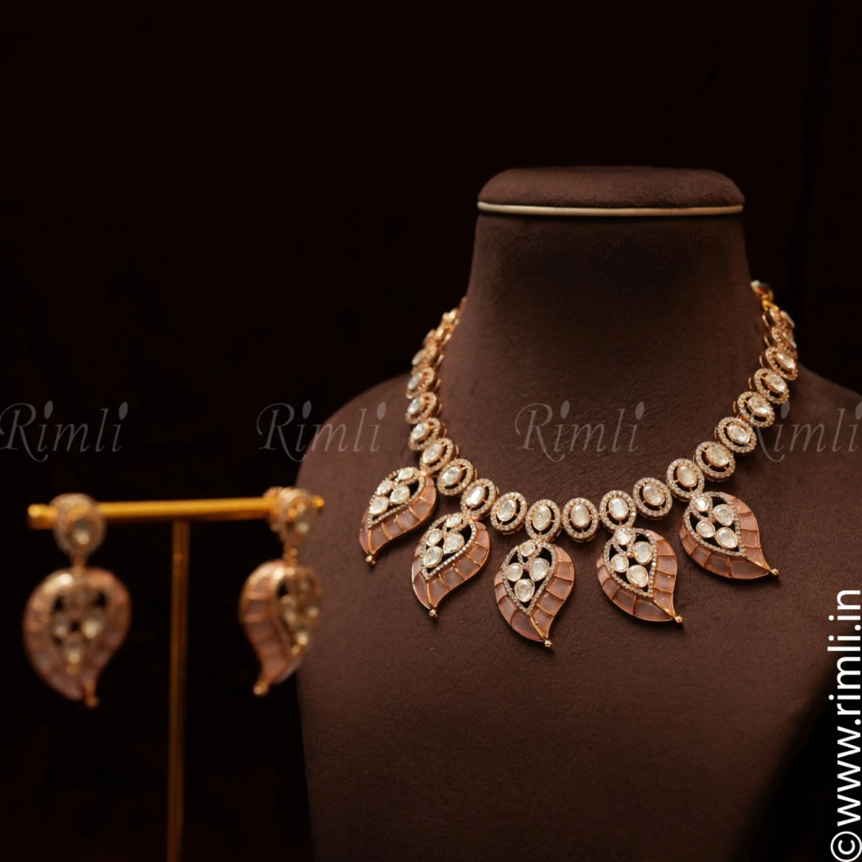 Rohika Mango Polki Necklace - Peach