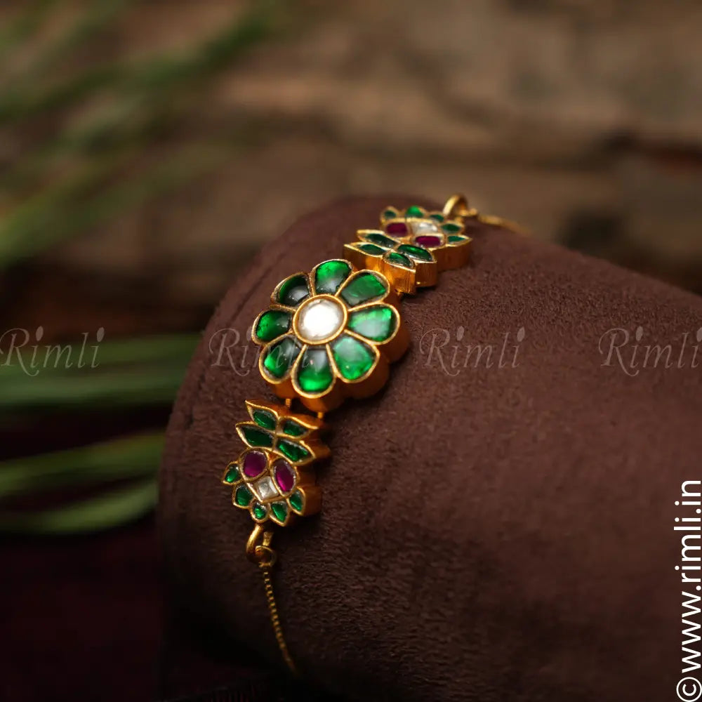 Ruhi Silver Bracelet - Green - Rimli Boutique