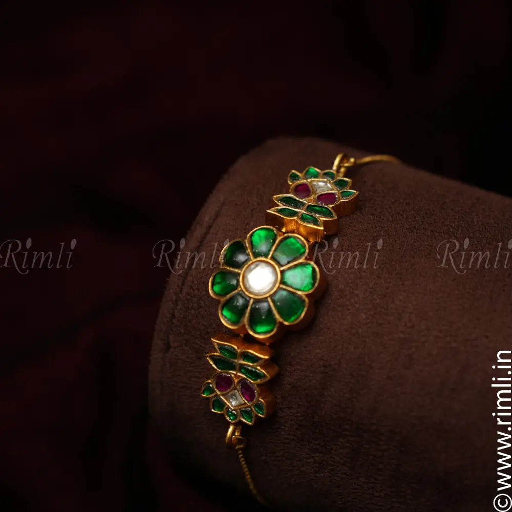 Ruhi Silver Bracelet - Green - Rimli Boutique