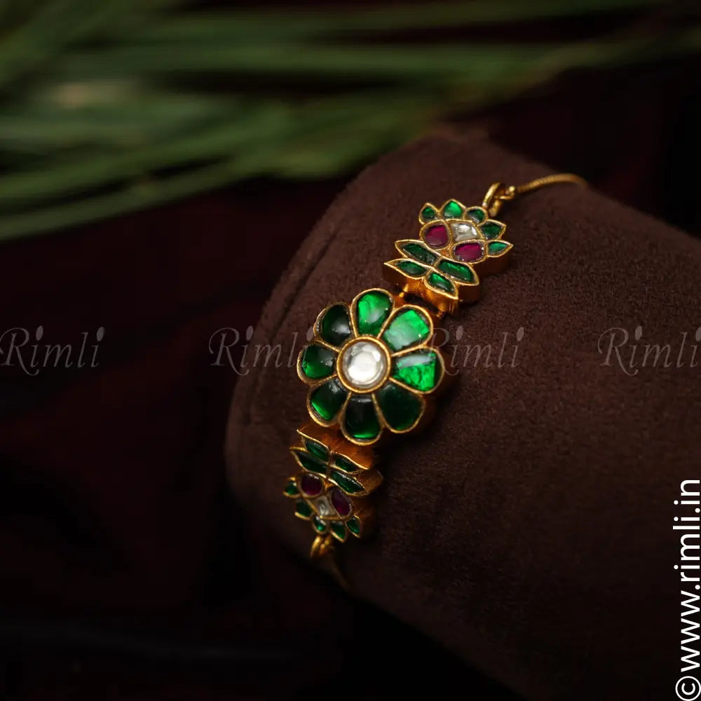 Ruhi Silver Bracelet - Green - Rimli Boutique