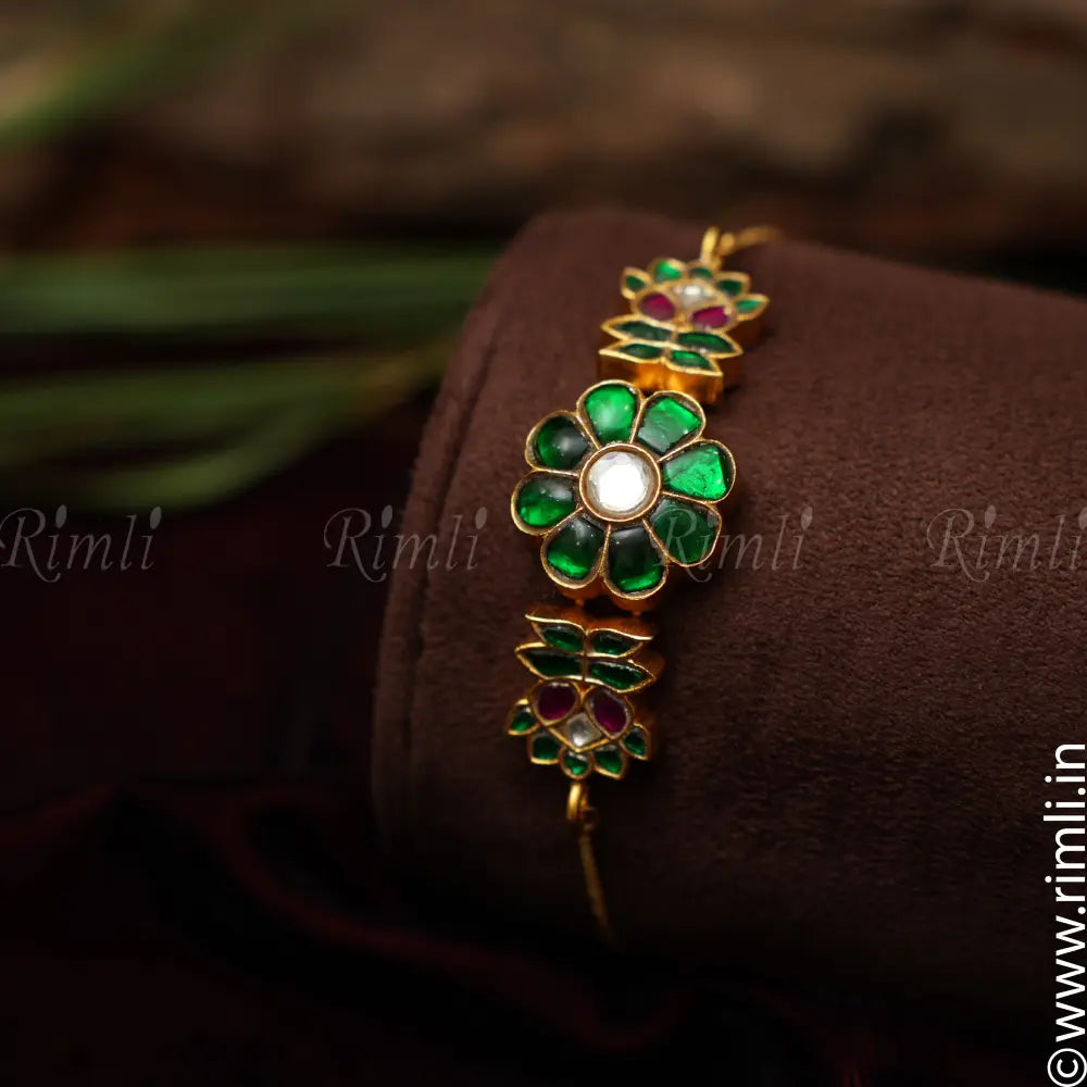 Ruhi Silver Bracelet - Green - Rimli Boutique