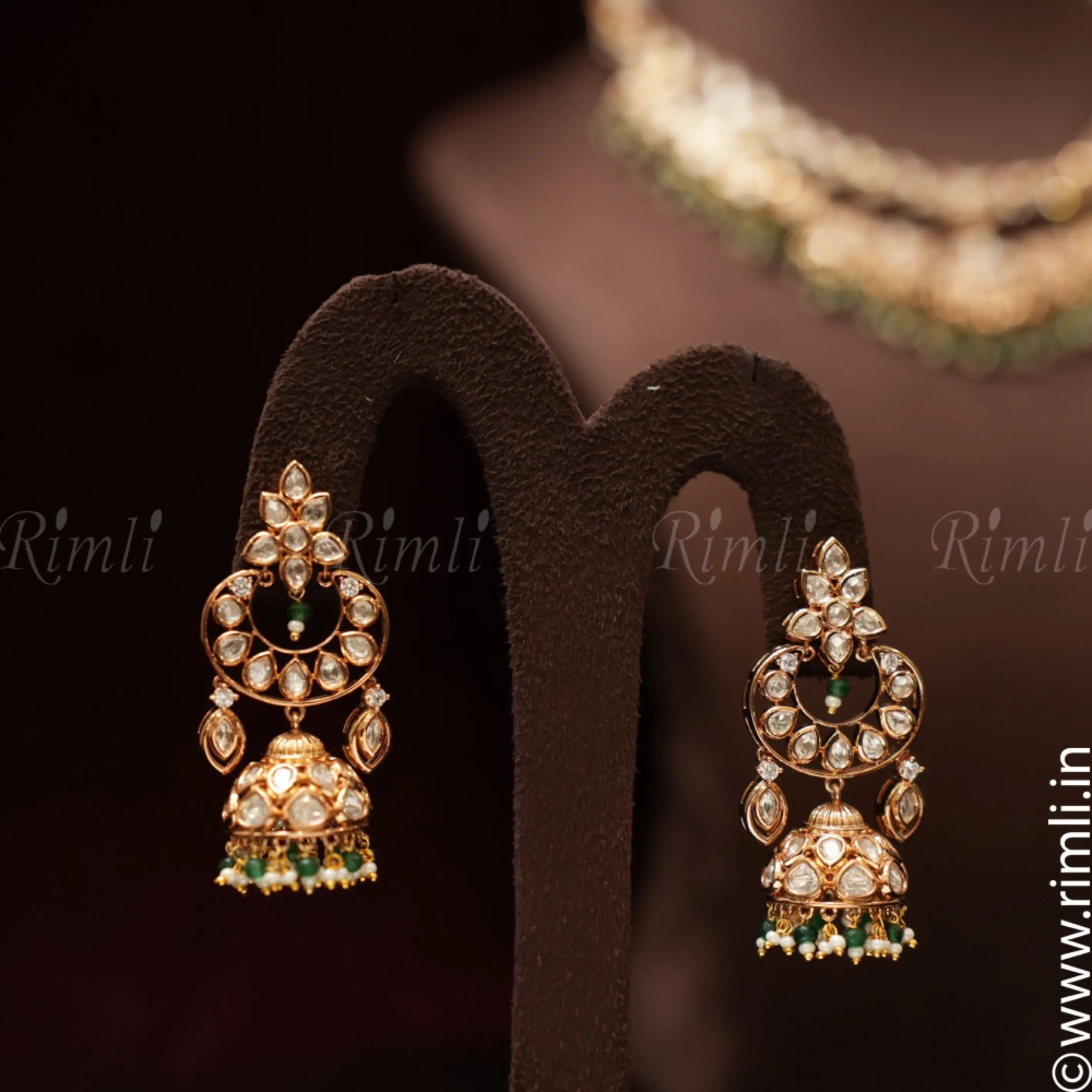 Sachi Polki Necklace - Green - Rimli Boutique