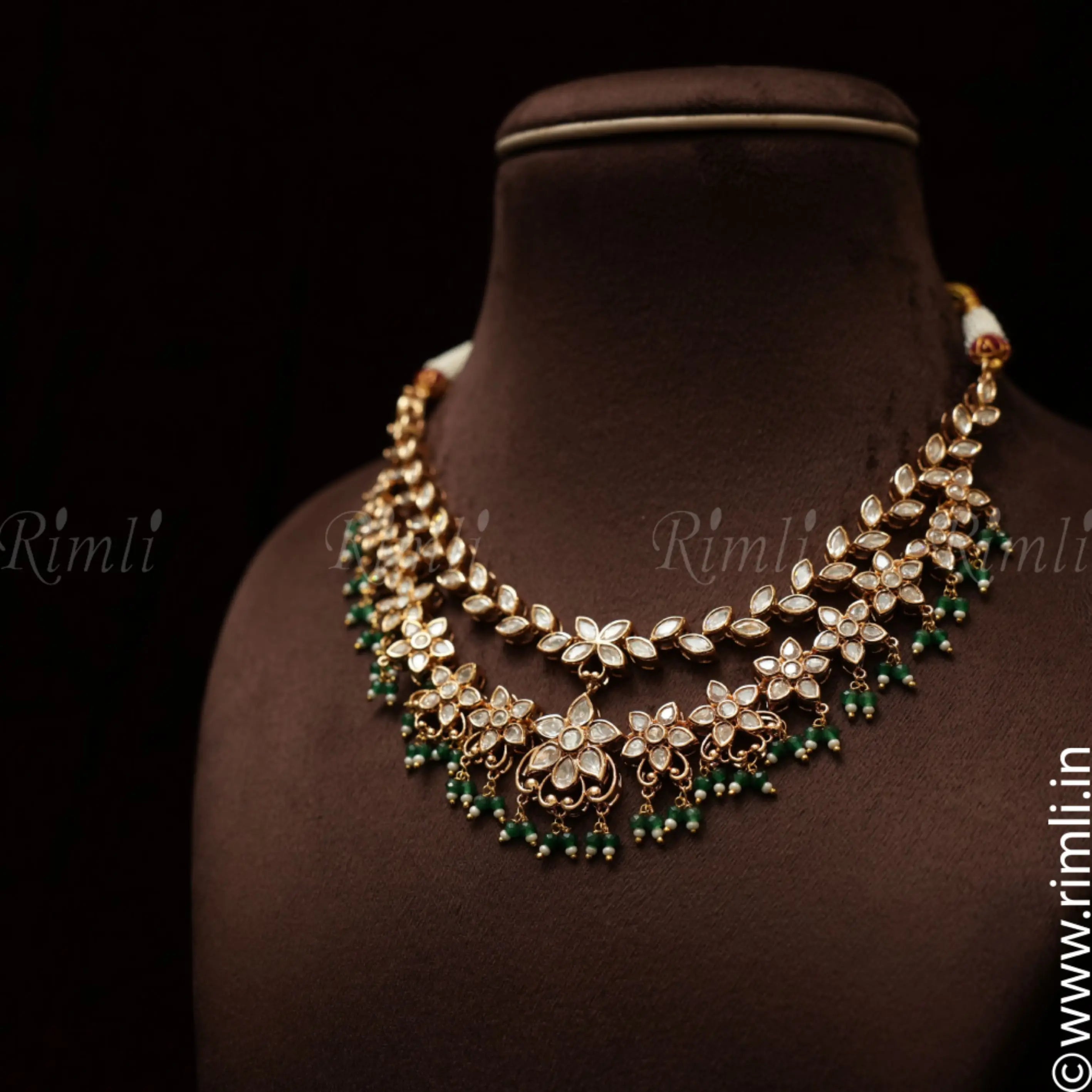 Sachi Polki Necklace - Green - Rimli Boutique