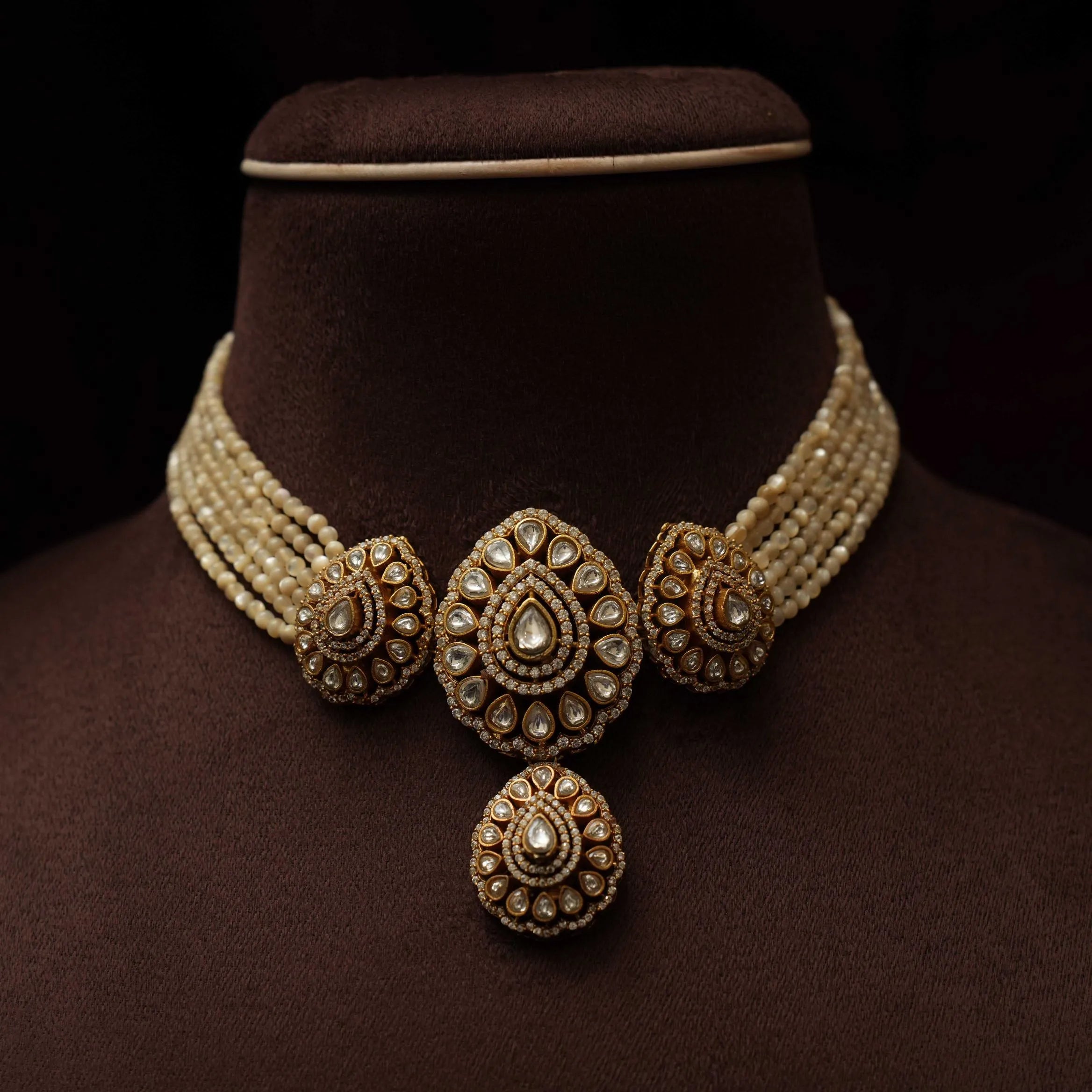 Sansa Beaded Polki Necklace