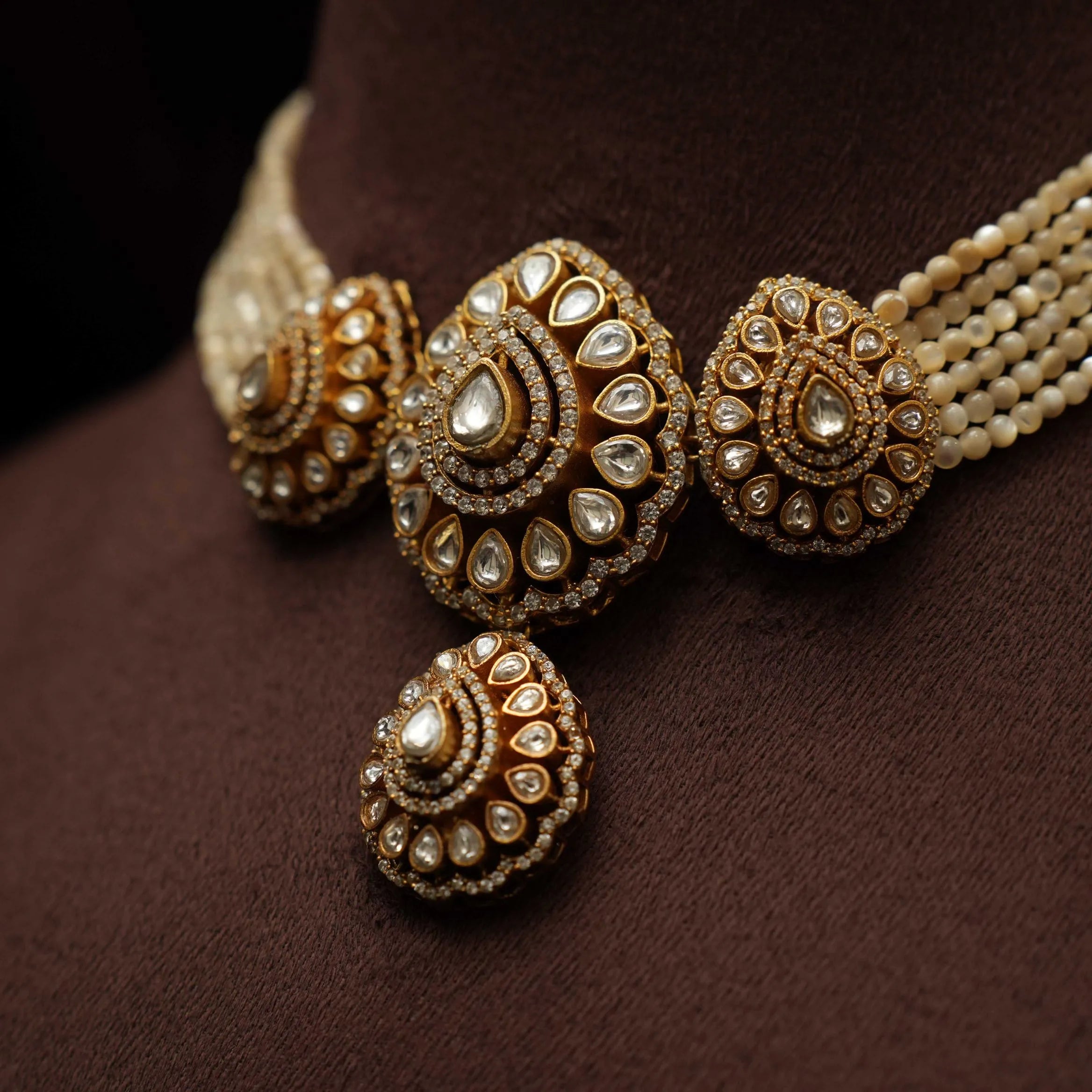 Sansa Beaded Polki Necklace