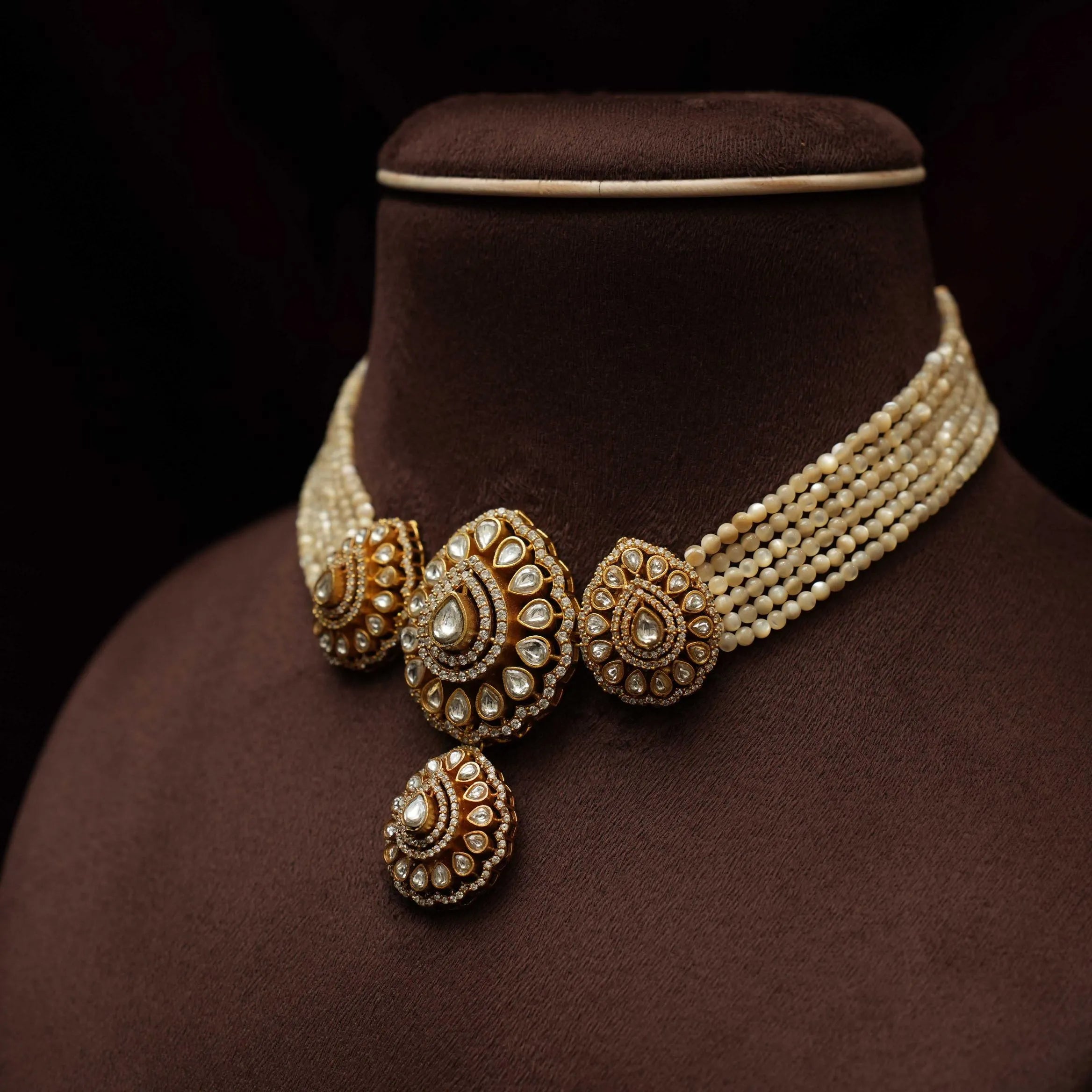 Sansa Beaded Polki Necklace