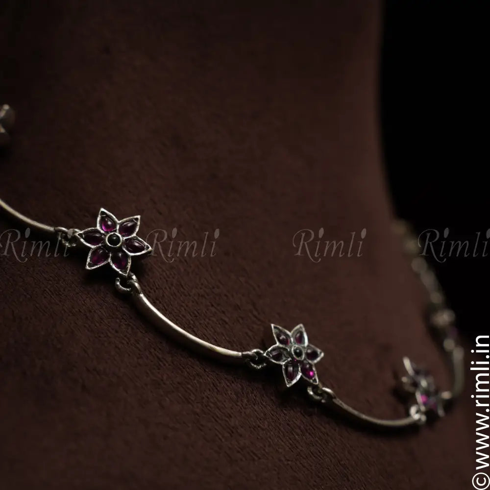 Tanisha Silver Necklace - Red - Rimli Boutique