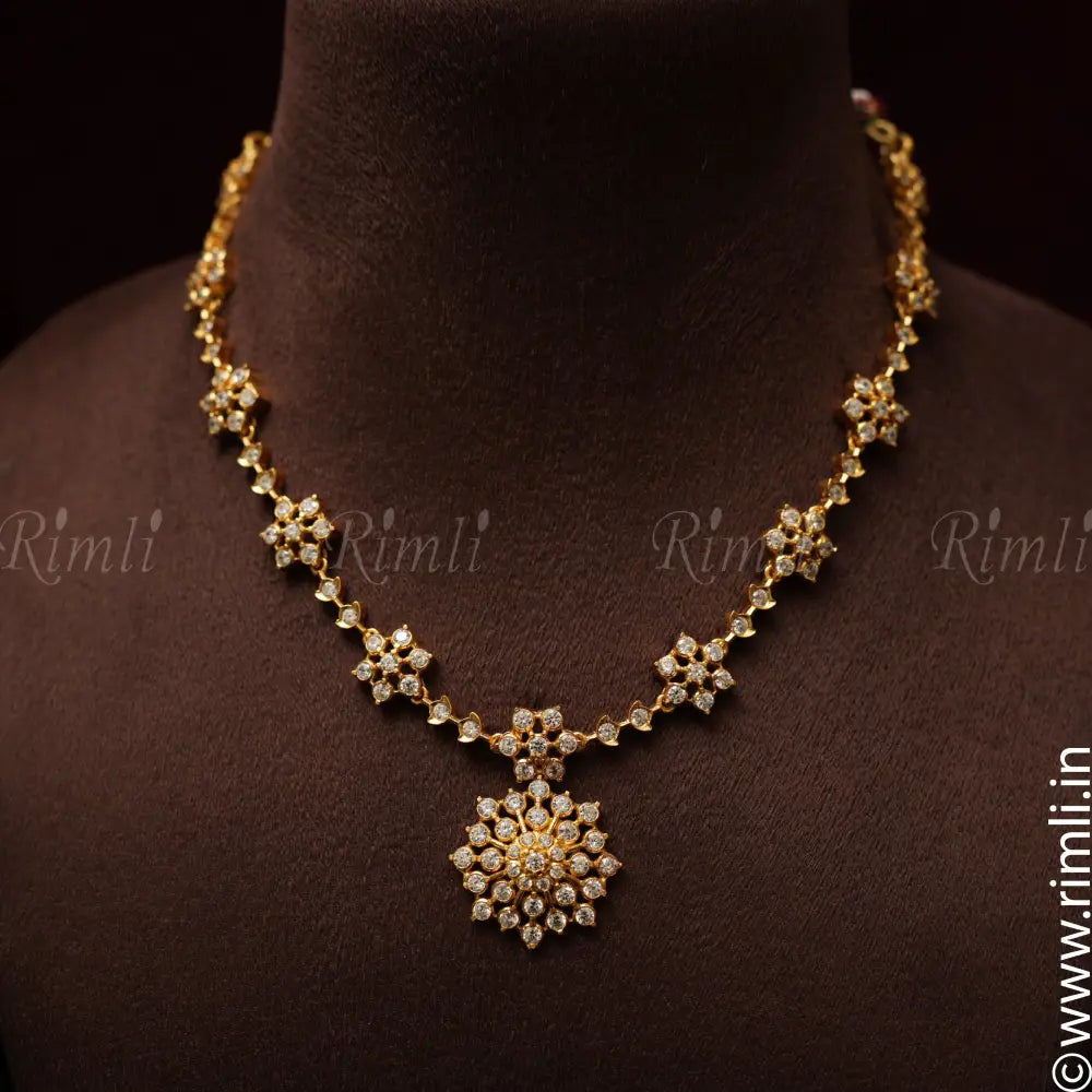 Nakashtra Silver Necklace - White - Rimli Boutique