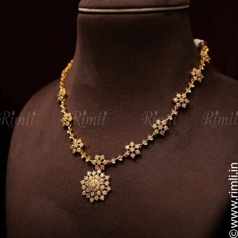 Nakashtra Silver Necklace - White - Rimli Boutique