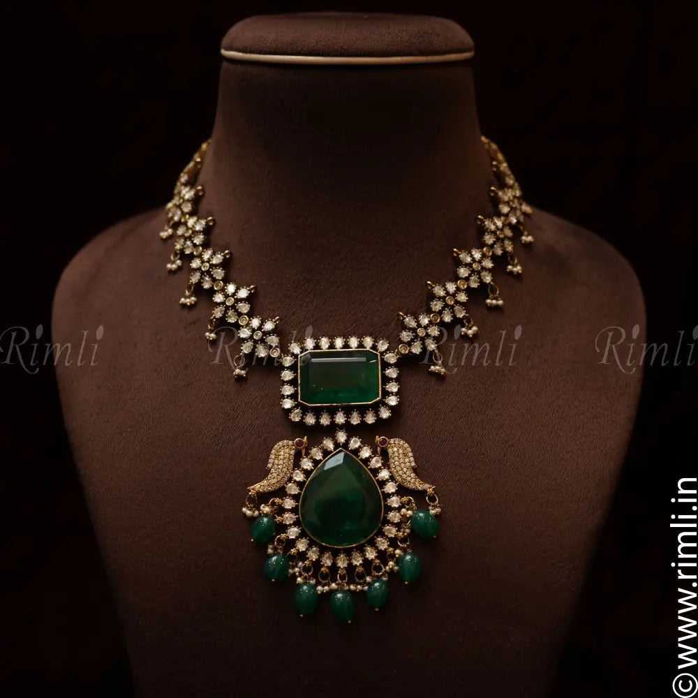 Soha Polki Necklace - Green - Rimli Boutique