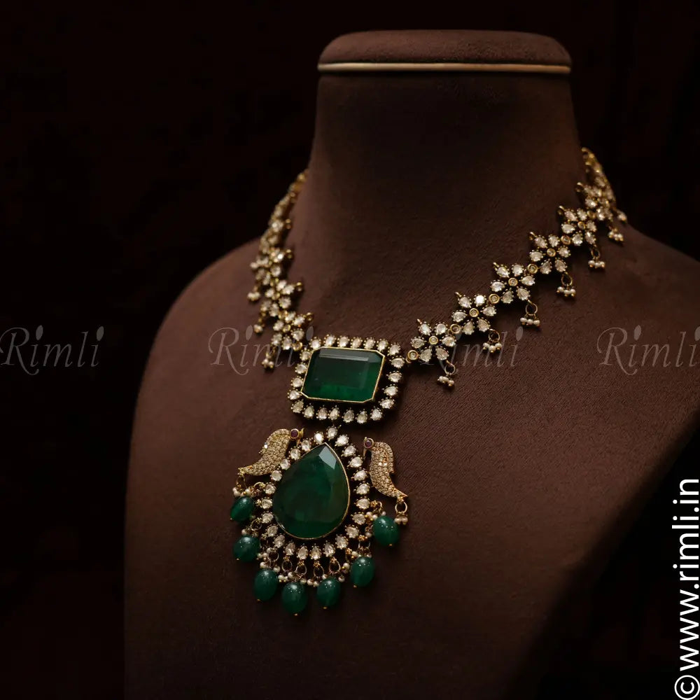 Soha Polki Necklace - Green - Rimli Boutique