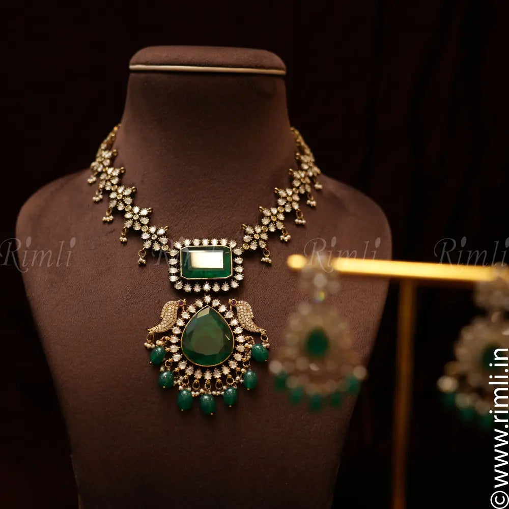 Soha Polki Necklace - Green - Rimli Boutique