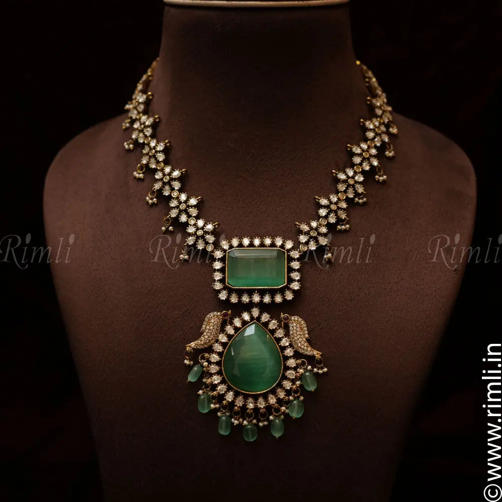 Soha Polki Necklace - Pastel Green - Rimli Boutique