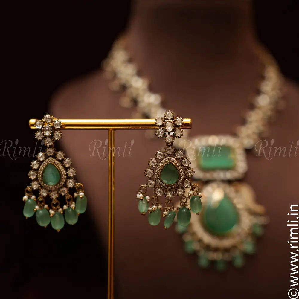 Soha Polki Necklace - Pastel Green - Rimli Boutique