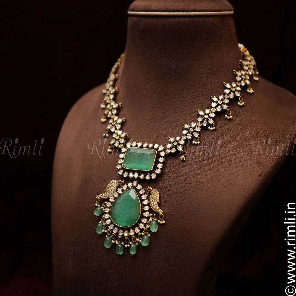 Soha Polki Necklace - Pastel Green - Rimli Boutique