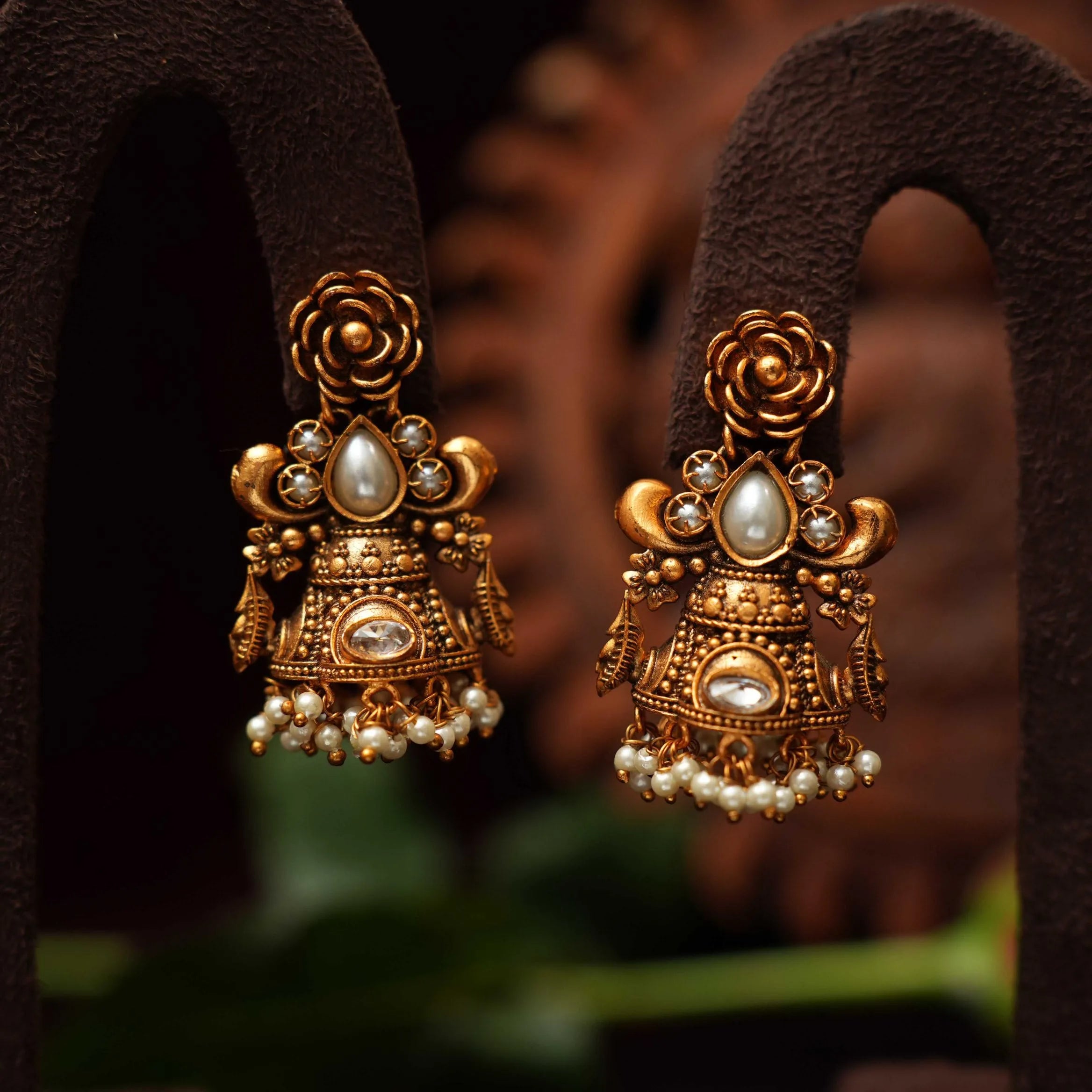 Tarika Antique Jhumka Earrings - Rimli Boutique